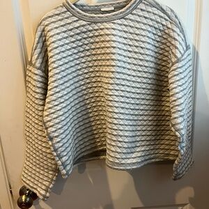 Jcrew 100% cotton cropped striped quilted sweatshirt
